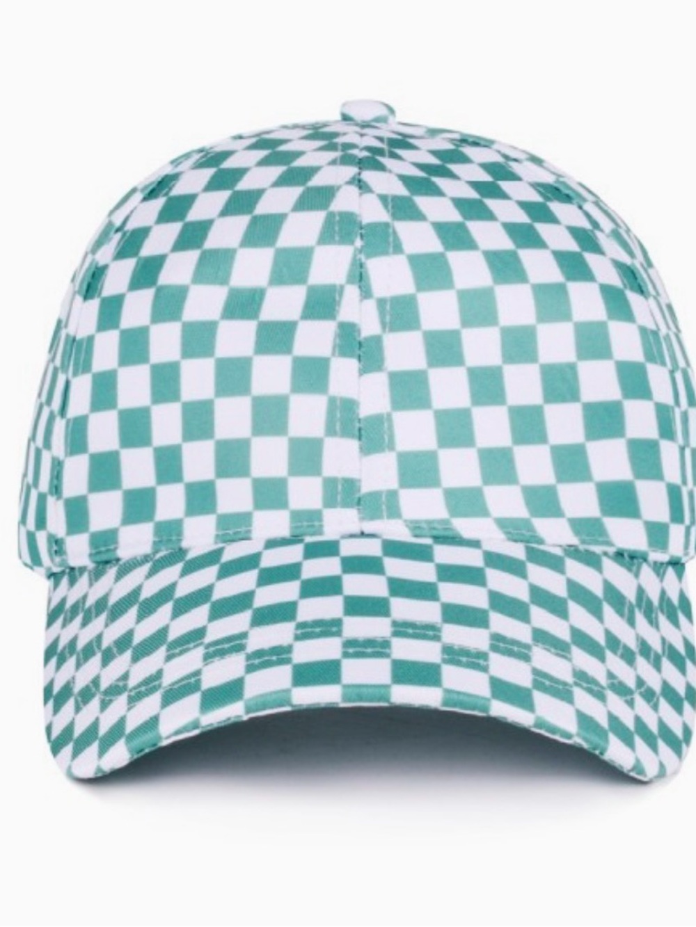 Checkerboard Baseball Cap - Green and White